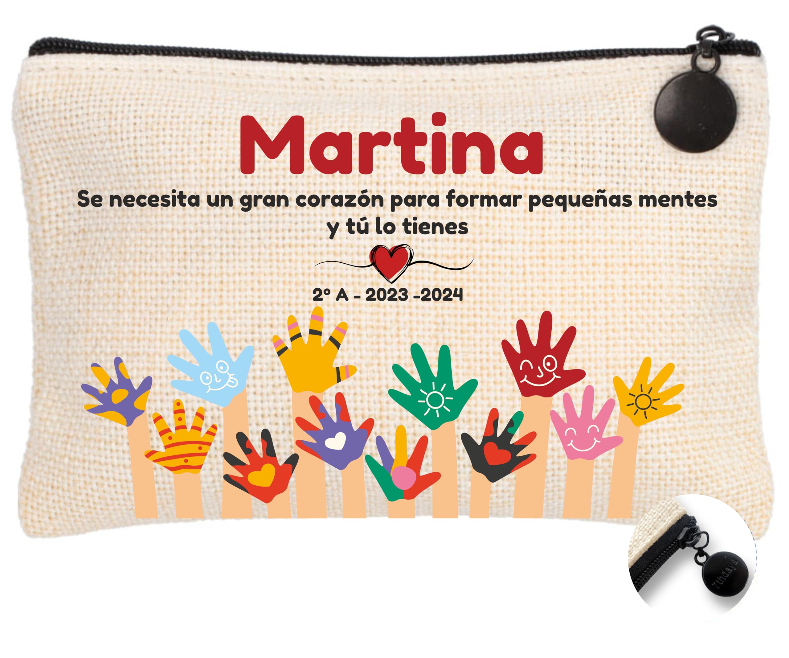 Neceser Personalizado Mujer | Estuche Maquillaje y Lápices | Tejido Lino 23,5x15cm