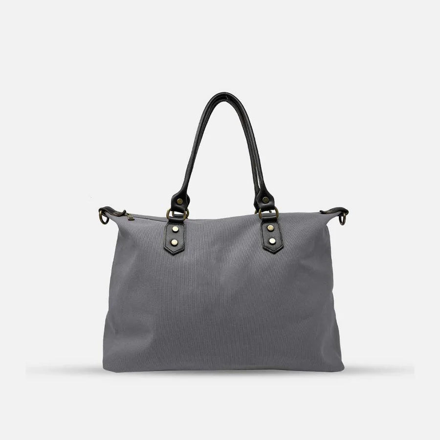 Bolso loneta iniciales bordadas con correa étnica a elección