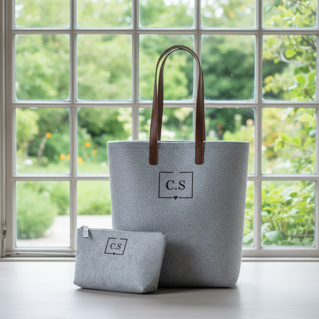 Bolso y neceser C.S con ventana y vegetación