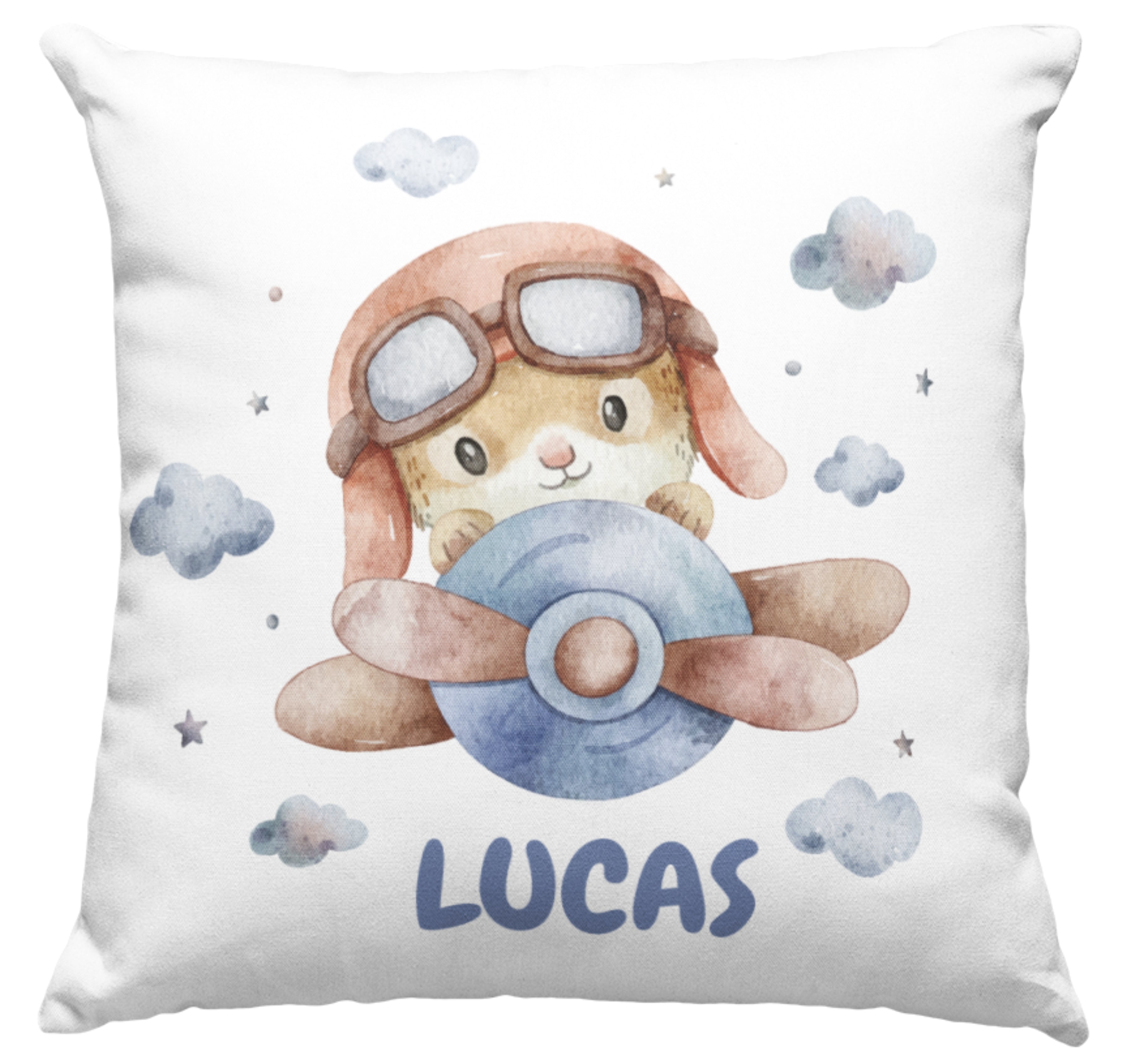 Cojín Personalizado con Nombre | Vuelta al Cole | Dibujo Avioneta | Hecho en España