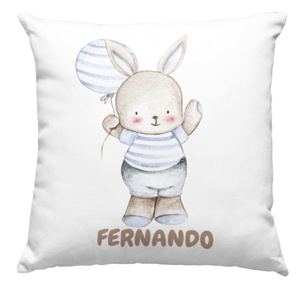 Cojín Personalizado con Nombre | Vuelta al Cole | Dibujo Conejito | Hecho en España