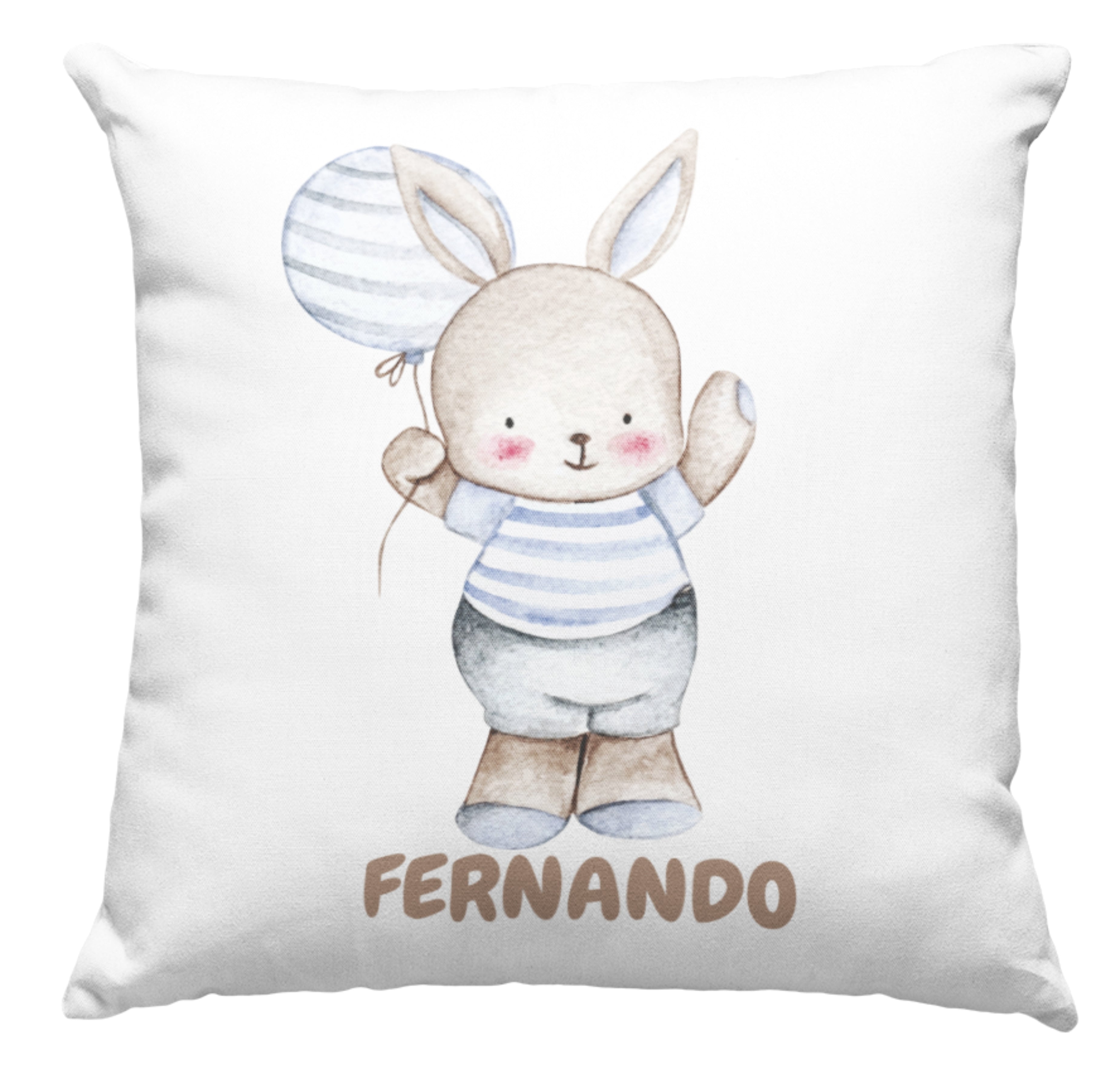Cojín Personalizado con Nombre | Vuelta al Cole | Dibujo Conejito | Hecho en España