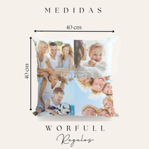 Cojín Personalizado con 4 fotos y frase | Regalo Original