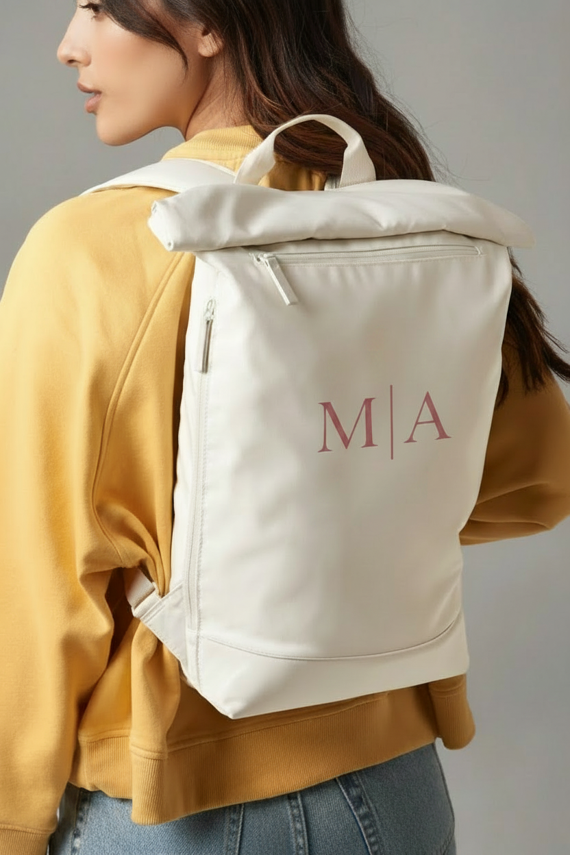 Mochila con monograma M|A en rosa viejo